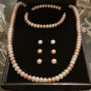 Honora genuine freshwater pearl necklace set .